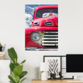 Poster camion rétro rouge avec dés (Bureau à domicile)