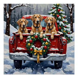 Poster Camion Rouge de Noël pour Lévrier Irlandais Cadeau