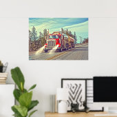 Poster Camion rouge de réservoir - art de camion et de (Bureau à domicile)