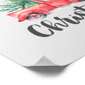 Poster Camion rouge et arbre Joyeux Noël (Coin)