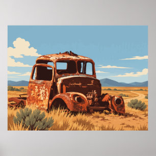 Poster Camion Rouillé Vintage Coober Pedy