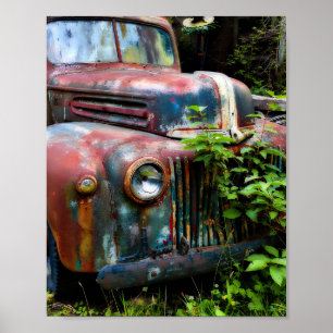 Poster Camion rusty coloré ancien