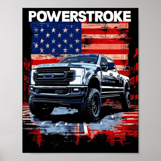 Poster Camion simple cabine Werstroke Drapeau américain N (Devant)