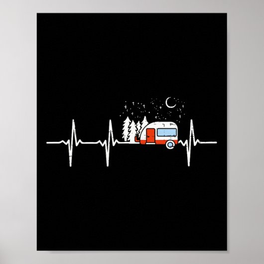 Poster Camionnette de camping Teardrop Rythme cardiaque R (Devant)
