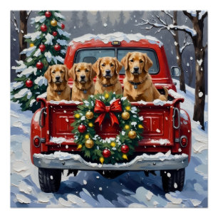 Poster Camionnette Rouge de Noël au Lappish Finlandais Fê