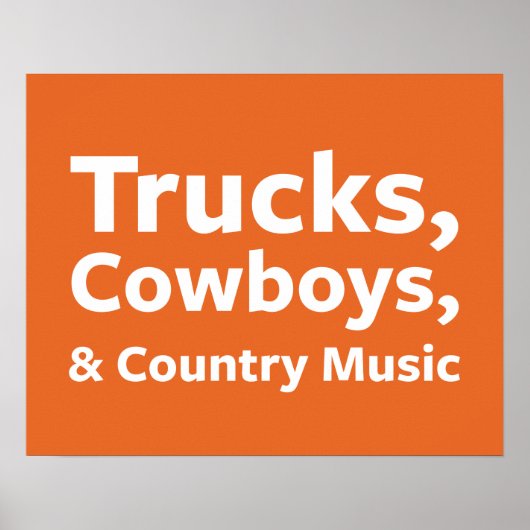 Poster Camions, cowboys et musique country (Devant)