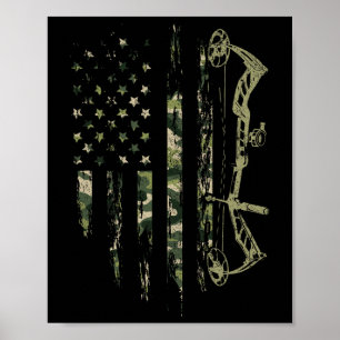 Poster Camo American Drapeau Bowhuning Bow Archery Deer H