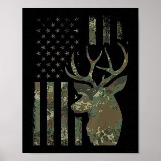 Poster Camo American Flag Chasse de canard cadeau pour El (Devant)