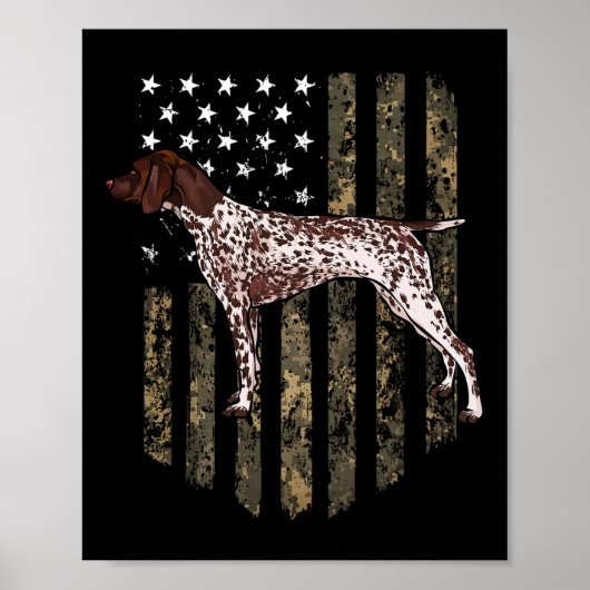 Poster Camo American Flag German Shorthred Pointer 4th (Devant)