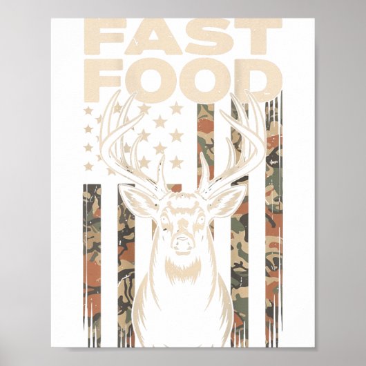 Poster Camo Deer Hunting Fast Food Gag Hunter Gift Funny (Devant)