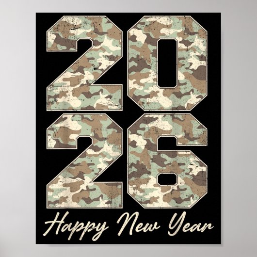 Poster Camo Happy New Year Party 2026 Family Matching Cos (Devant)