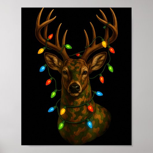 Poster Camo Hunting Reindeer Deer Christmas Holiday Xmas  (Devant)