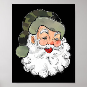 Poster Camo Père Noël Joyeux Enfants de Noël Camouflage F