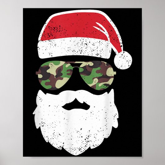 Poster Camo Santa Claus Sungles Funny Camo Camo de Noël C (Devant)