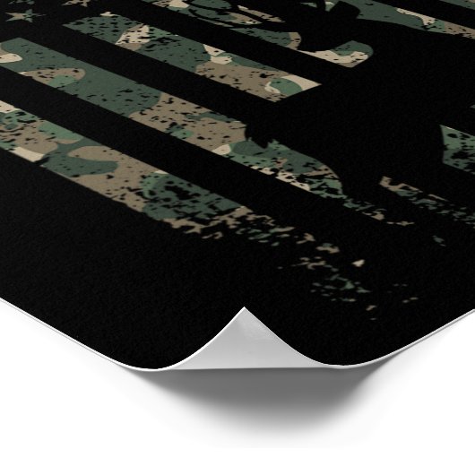 Poster Camo Us Drapeau Cerf Elk Buck Camouflage Chasse Ch (Coin)