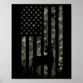 Poster Camo Us Drapeau Cerf Elk Buck Camouflage Chasse Ch (Devant)