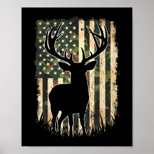 Poster Camo US Drapeau Chasse aux Cerfs Chasse au Camofla