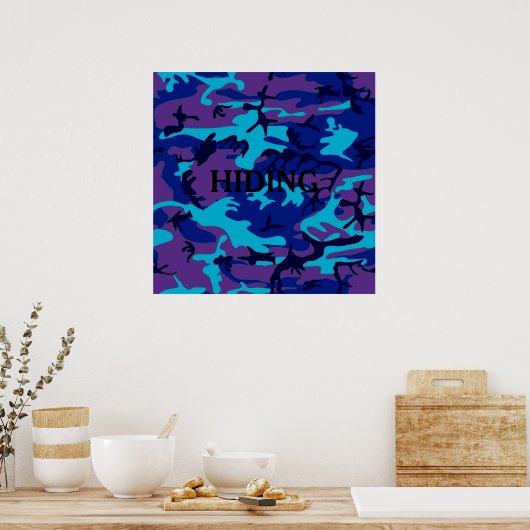 Poster Camouflage bleu foncé et violet Citation personnal (Cuisine)