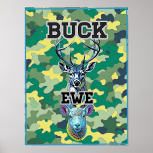 POSTER CAMOUFLAGE DE BÉLIER ET DE BREBIS