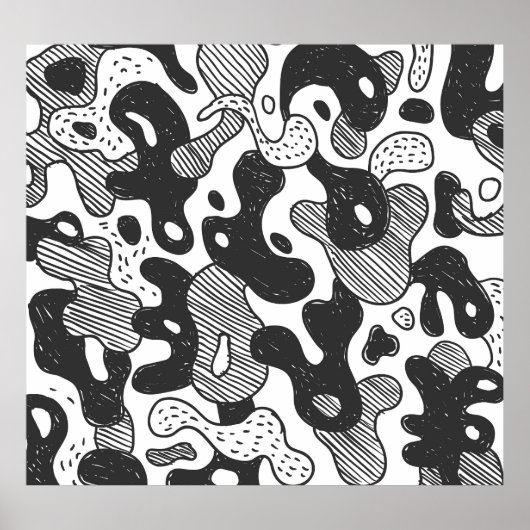 Poster Camouflage de Doodle Abstrait style noir (Devant)