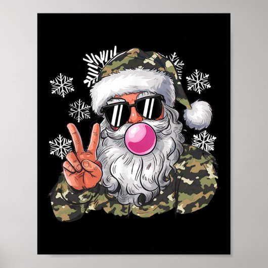 Poster Camouflage de Noël amusant Camo Père Noël Hello Hu (Devant)