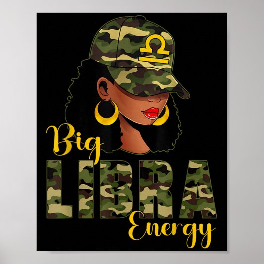 Poster Camouflage d'énergie Big Libra Femme noire Casquet (Devant)