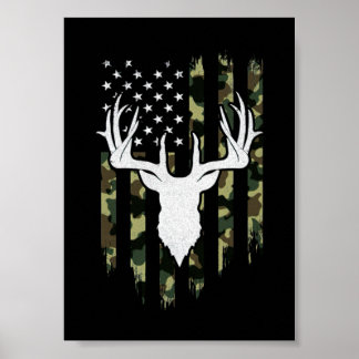 Poster Camouflage Drapeau Américain Chasse Aux Cerfs