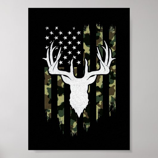 Poster Camouflage Drapeau Américain Chasse Aux Cerfs (Devant)