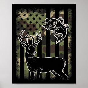 Poster Camouflage Drapeau Américain Pêche Chasse Hunter D