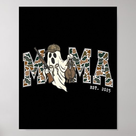 Poster Camouflage Mallard Duck Retro Camo Hunting Mama Ha (Devant)
