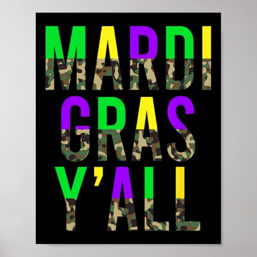 Poster Camouflage Mardi Gras Y'all (Devant)