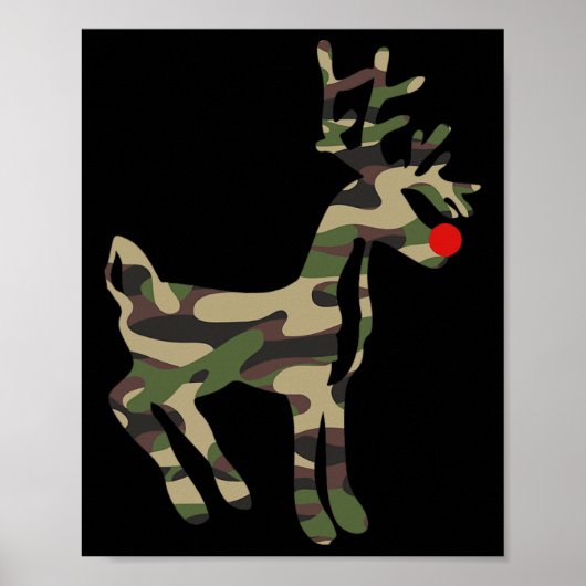 Poster Camouflage Reindeer Red Nez - Noël H (Devant)