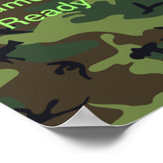 Poster Camouflage vert militaire prêt à combattre petit (Coin)