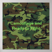 Poster Camouflage Vert Militaire Prêt à Combattre Petit (Devant)