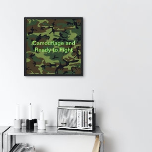 Poster Camouflage vert militaire prêt à combattre petit