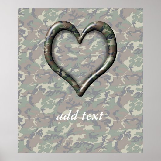 Poster Camouflage Woodland Forest Heart sur Camo (Devant)