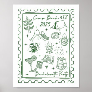 Poster Camp Bach 2025 Team Bride Retro Camping Bacheloret
