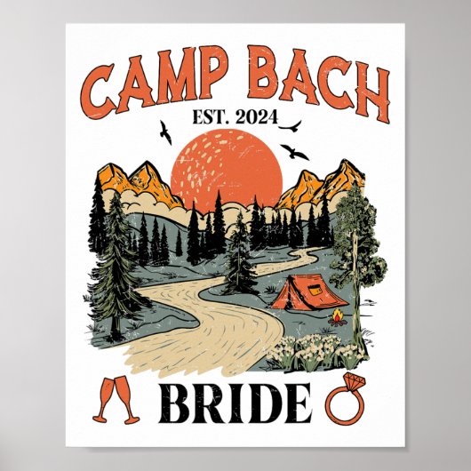 Poster Camp Bach Bride Randonnée Camping Bachelorette Par (Devant)