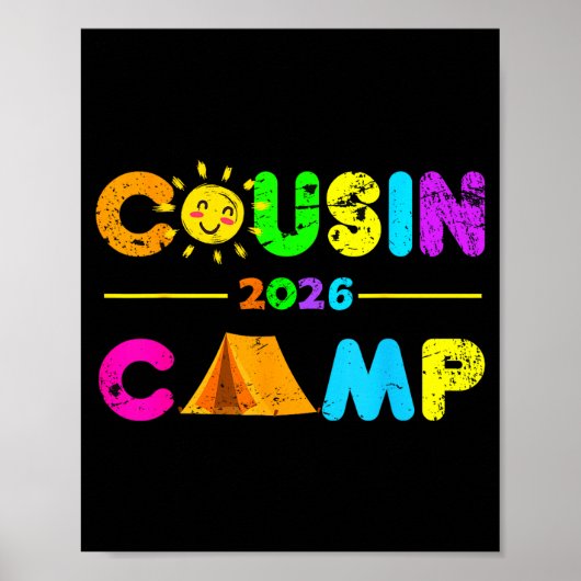 Poster Camp de cousins 2026 camping feu de camp vacances (Devant)