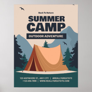 Poster Camp de vacances amusant et éditable, Camp Retour