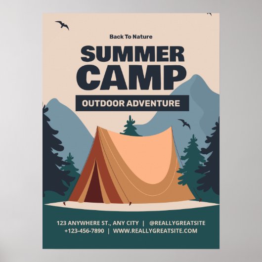 Poster Camp de vacances amusant et éditable, Camp Retour (Devant)