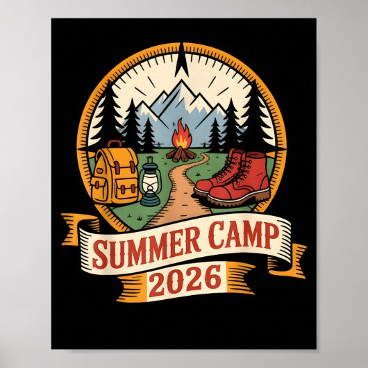 Poster Camp d'été rétro 2026 chef d'équipe hôte smore (Devant)