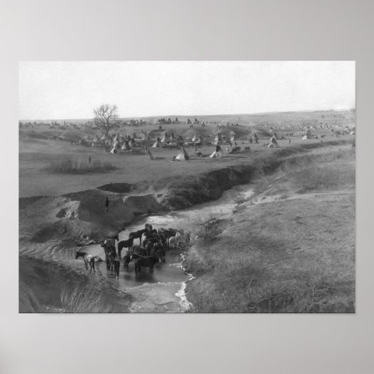 Poster Camp indien de Lakota à l'argile blanche (Devant)