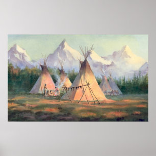 Poster CAMP INDIEN de TIPI par SHARON SHARPE