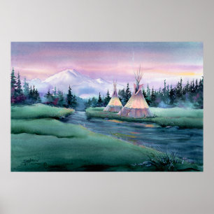 Poster CAMP RIVER TIPI par SHARON SHARPE