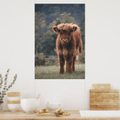 Poster Campagne d'herbe d'automne de la vache de haute-te (Cuisine)