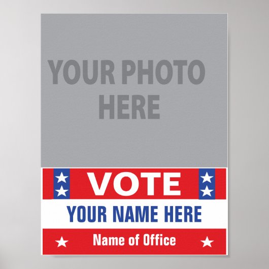 Poster Campagne électorale rouge blanc bleu étoiles (Devant)