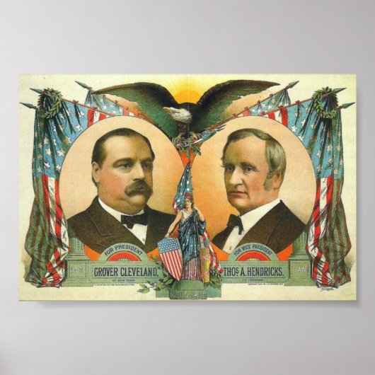 Poster Campagne présidentielle de Cleveland et Hendricks (Devant)