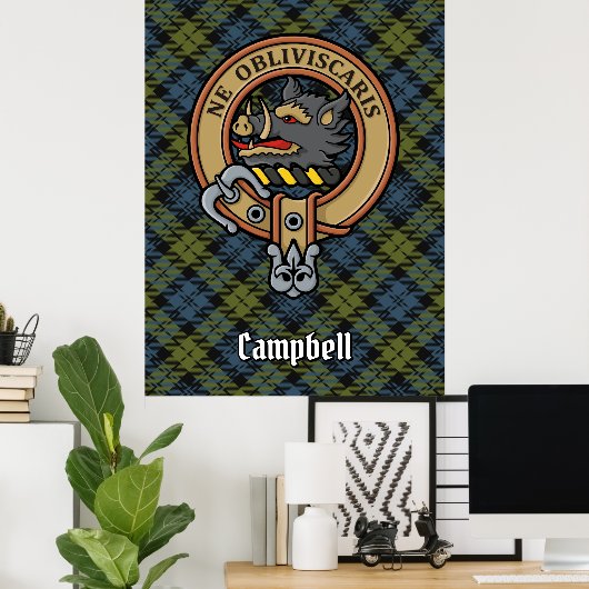 Poster Campbell Crest sur Tartan (Bureau à domicile)