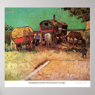 Poster Campement des Tziganes avec caravanes par van Gogh